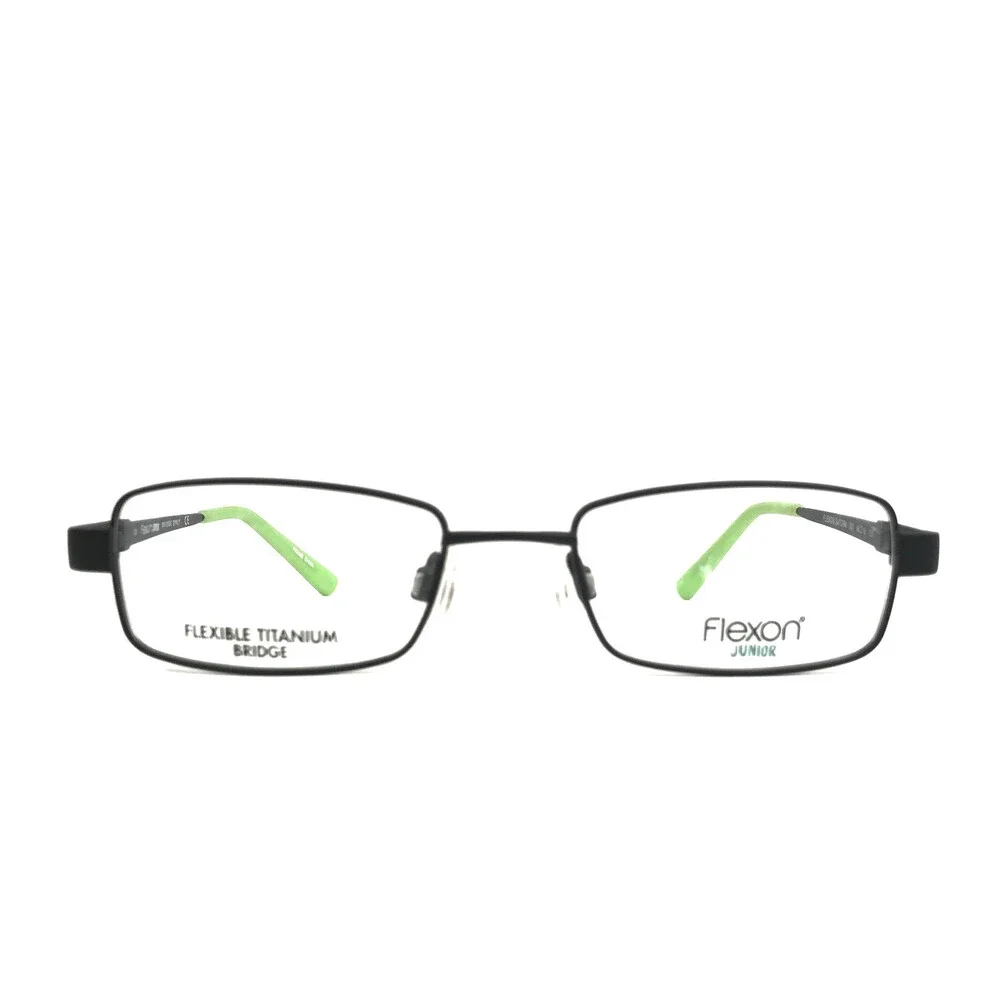 Flexon Kids Eyeglasses Frame SATURN 001 Black Green Rectangle Wire Rim 48-18-135
